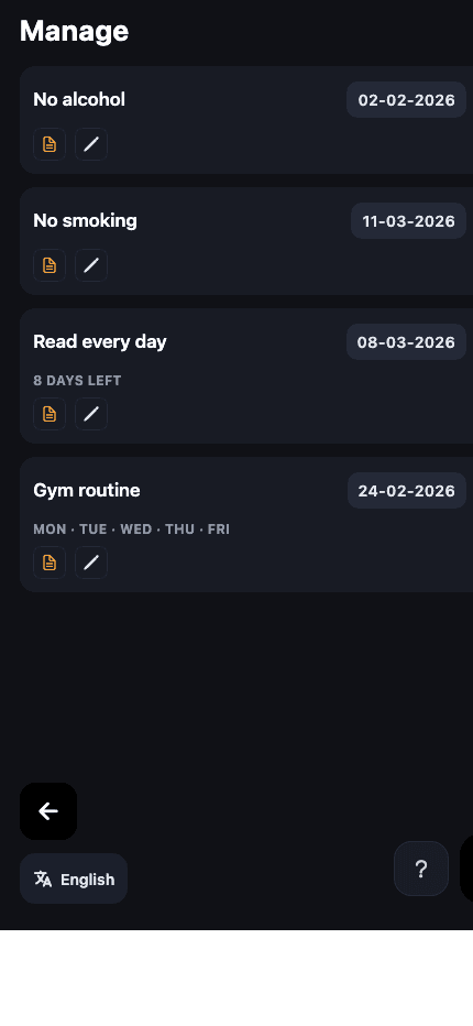 Habits manage screen screenshot